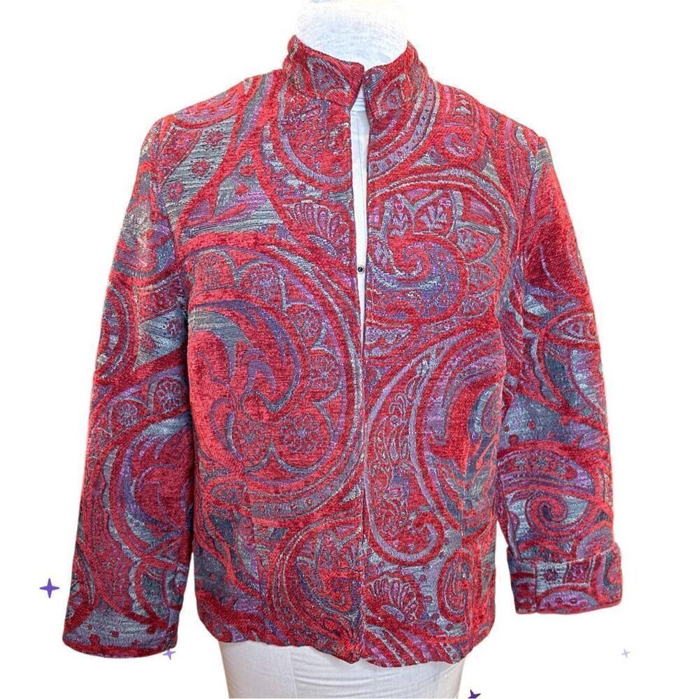 Coldwater Creek Tapestry Jacket Sz. M Woven Open Front